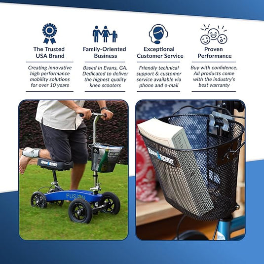 Knee Walker Wire Basket Accessory with handle - includes attachment bracket