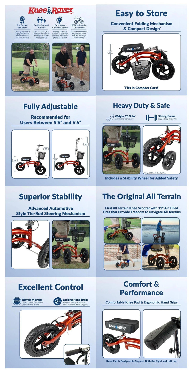 Load image into Gallery viewer, All Terrain KneeRover® Steerable Knee Scooter Canyon Orange - KneeRover