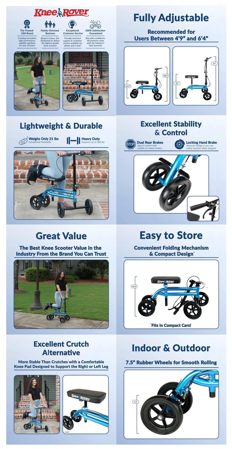 Load image into Gallery viewer, Economy KneeRover® Steerable Knee Walker Metallic Blue - KneeRover