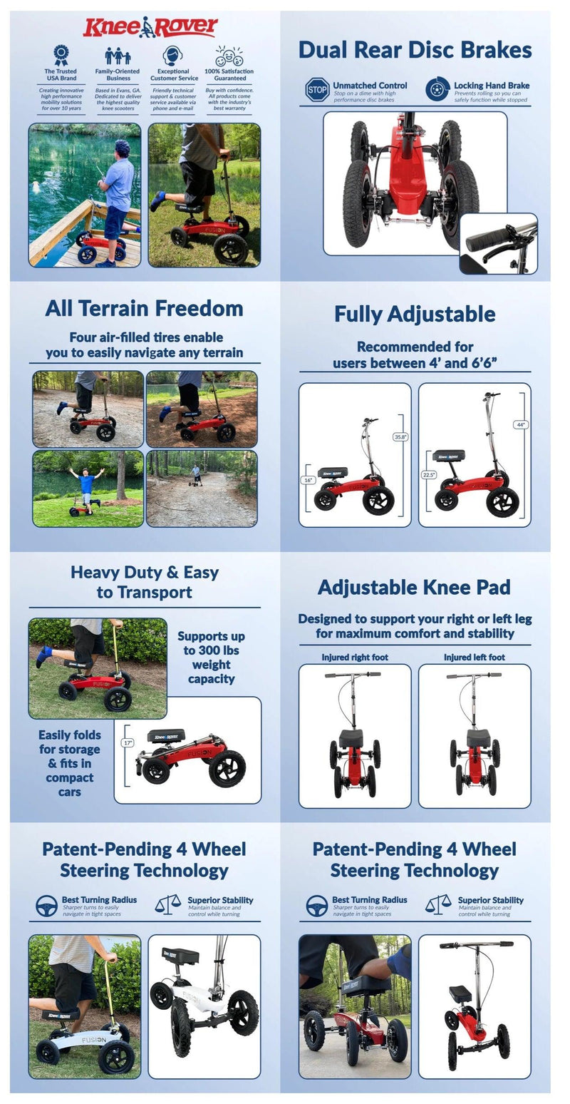Load image into Gallery viewer, KneeRover® All Terrain Fusion Knee Scooter with 4 Wheel Steering - KneeRover