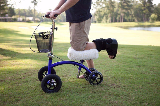 KneeRover® Deluxe Faux Sheepskin Knee Walker Kneepad Cover with Thick Comfortable Padding - KneeRover