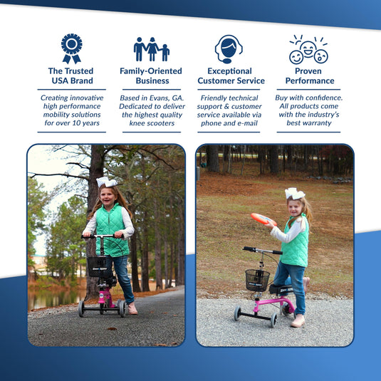 Knee Walker Jr Pediatric and Smaller Adult Knee Scooter Pink