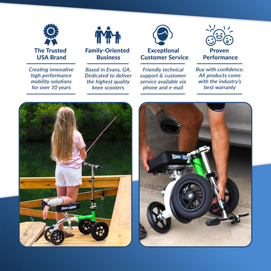 KneeRover® GO HYBRID Knee Scooter  with ALL TERRAIN Front Wheels