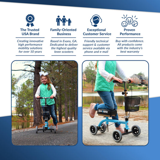 Knee Walker Jr Pediatric and Smaller Adult Knee Scooter Blue