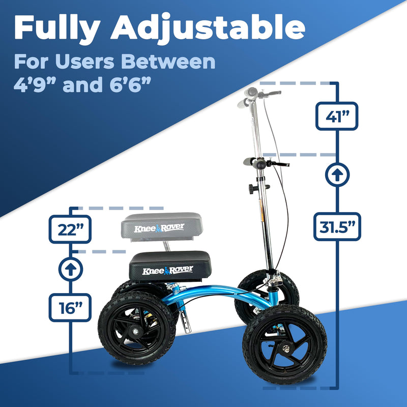 Load image into Gallery viewer, KneeRover® QUAD All Terrain Knee Scooter Metallic Blue
