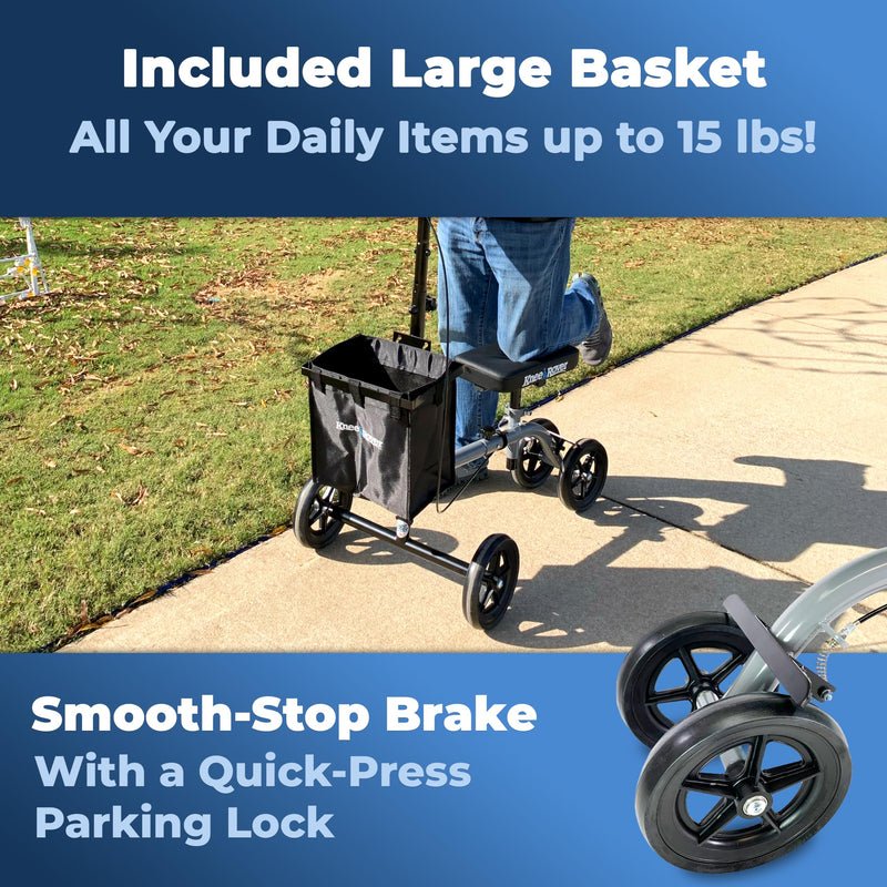 Load image into Gallery viewer, KneeRover® ULTRA Knee Walker - Lightweight Economy Steerable Knee Scooter in Platinum Gray
