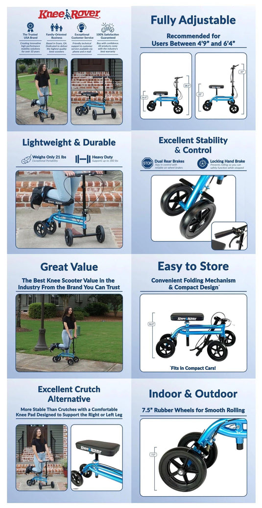 Economy KneeRover® Steerable Knee Walker Metallic Blue - KneeRover