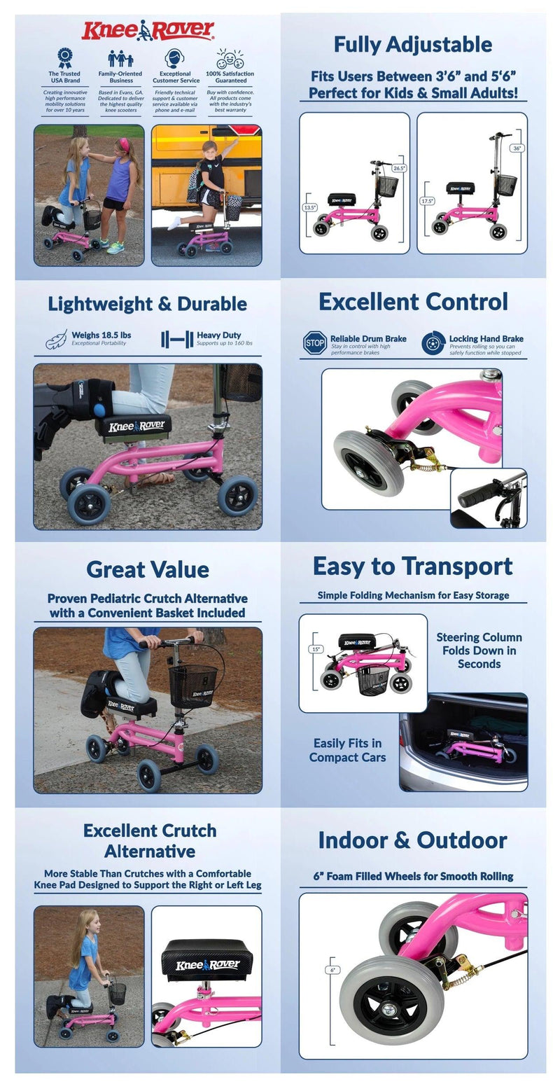 Load image into Gallery viewer, Knee Walker Jr Pediatric and Smaller Adult Knee Scooter Pink - KneeRover
