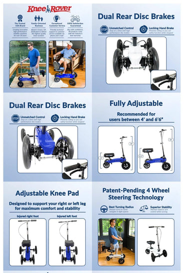 KneeRover® Hybrid Fusion Patented Knee Scooter with 4 Wheel Steering
