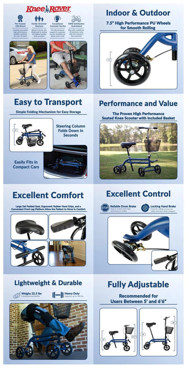 Knee Walker Knee Scooter KneeRover Evolution Steerable Seated Scooter