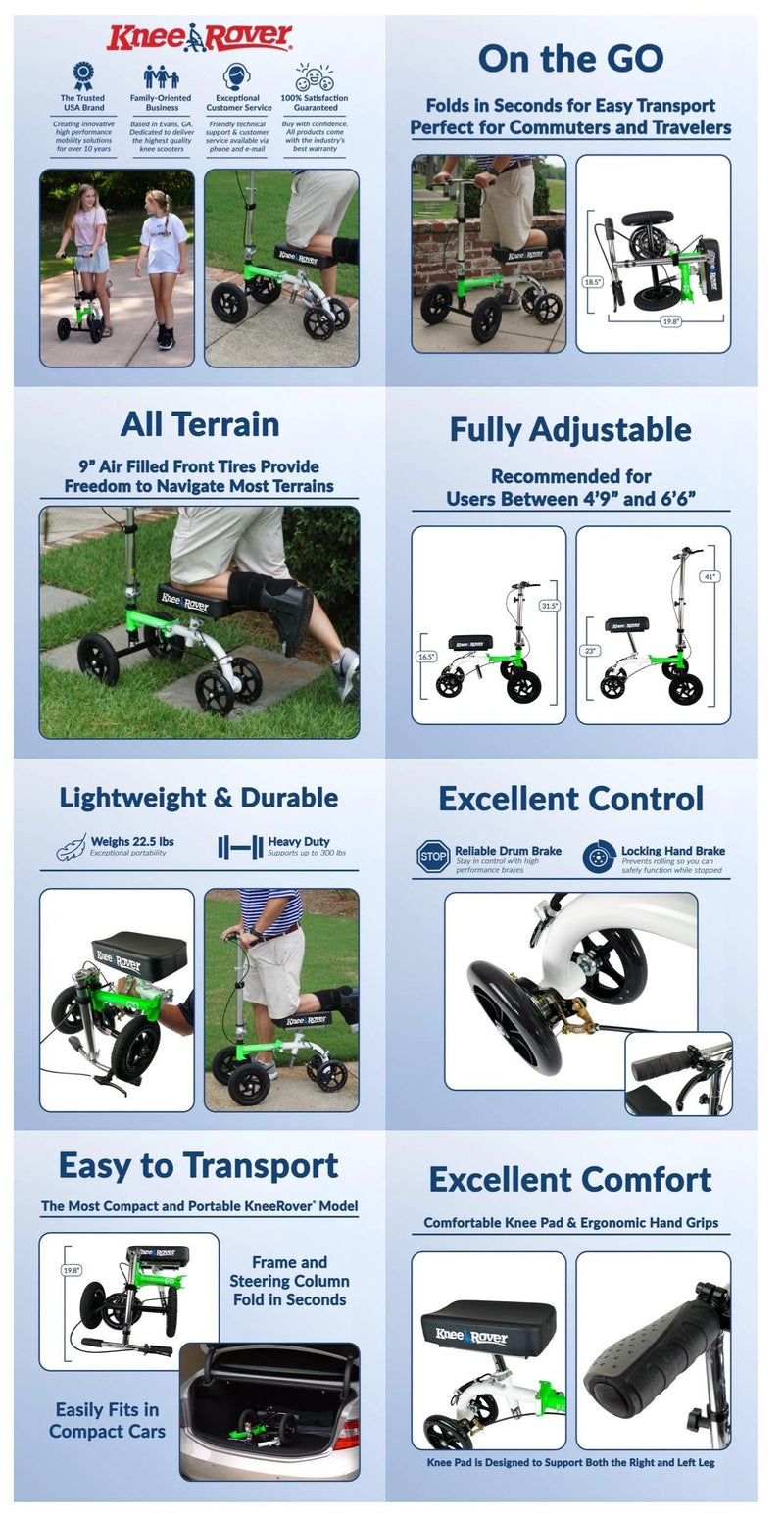 Load image into Gallery viewer, NEW KneeRover® GO HYBRID Knee Scooter  with ALL TERRAIN Front Wheels - KneeRover
