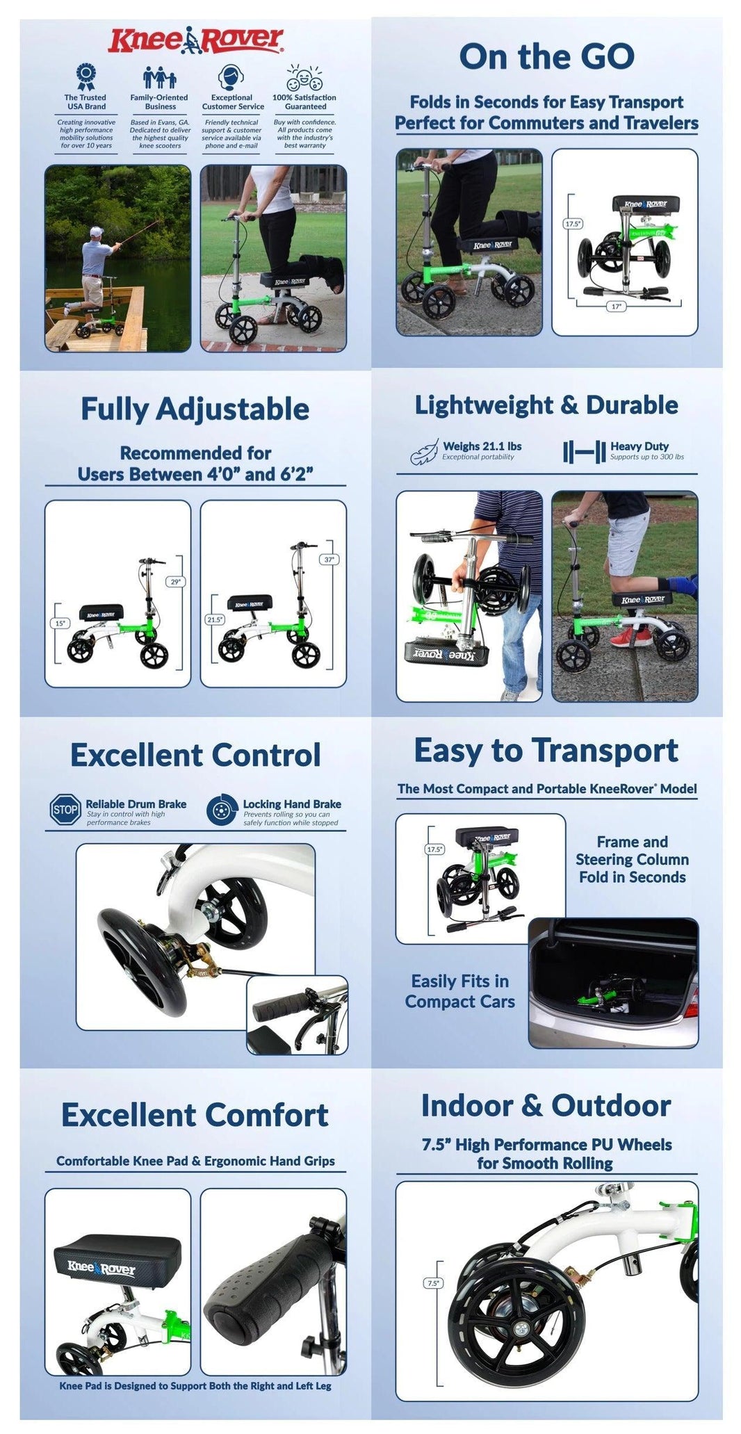 KneeRover GO Knee Walker Knee Scooter Crutches Alternative